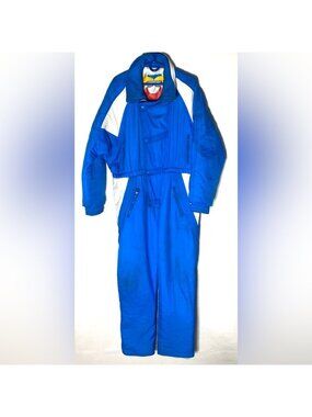 Vintage 80’s Ispo Blue White One Piece Snowsuit Ski Suit XL